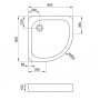 TOKAI поддон 90*90*15 см полукруглый, акриловый