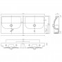 TRAFFIC умывальник мебельный 120*48см, двойной, с 2мя отверстиями, с переливом (пол.)