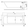 MODO ванна 170*75см прямоугольная, боковой слив, с ножками SN7