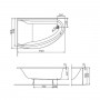 MIRRA ванна 170*110см асимметричная левая, с ножками SN8 и элементами крепления
