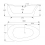 Ванна 180*91*68,5см отдельностоящая, акриловая, с сифоном