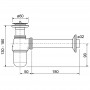 Сифон для умывальника с выпуском, 1 1/4, патрубок 100мм, хром