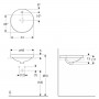 VARIFORM умывальник встраиваемый, круглой формы Ø48см, с полкой для отверстия под смеситель, с переливом, глазурованный снизу
