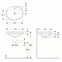 VARIFORM умывальник встраиваемый, овальной формы, 55*45см, с полкой для отверстия под смеситель, с переливом, глазурованный снизу