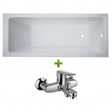 Комплект: LIBRA ванна 170*70*45,8см без ножек (TS-1770458) + FIESTA смеситель для ванны, хром, 35 мм (15152100)
