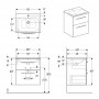 SELNOVA Square комплект: умывальник встроенный Slim Rim, с тумбой 58,8*50,2см, с 2мя ящиками, цвет тёмный орех